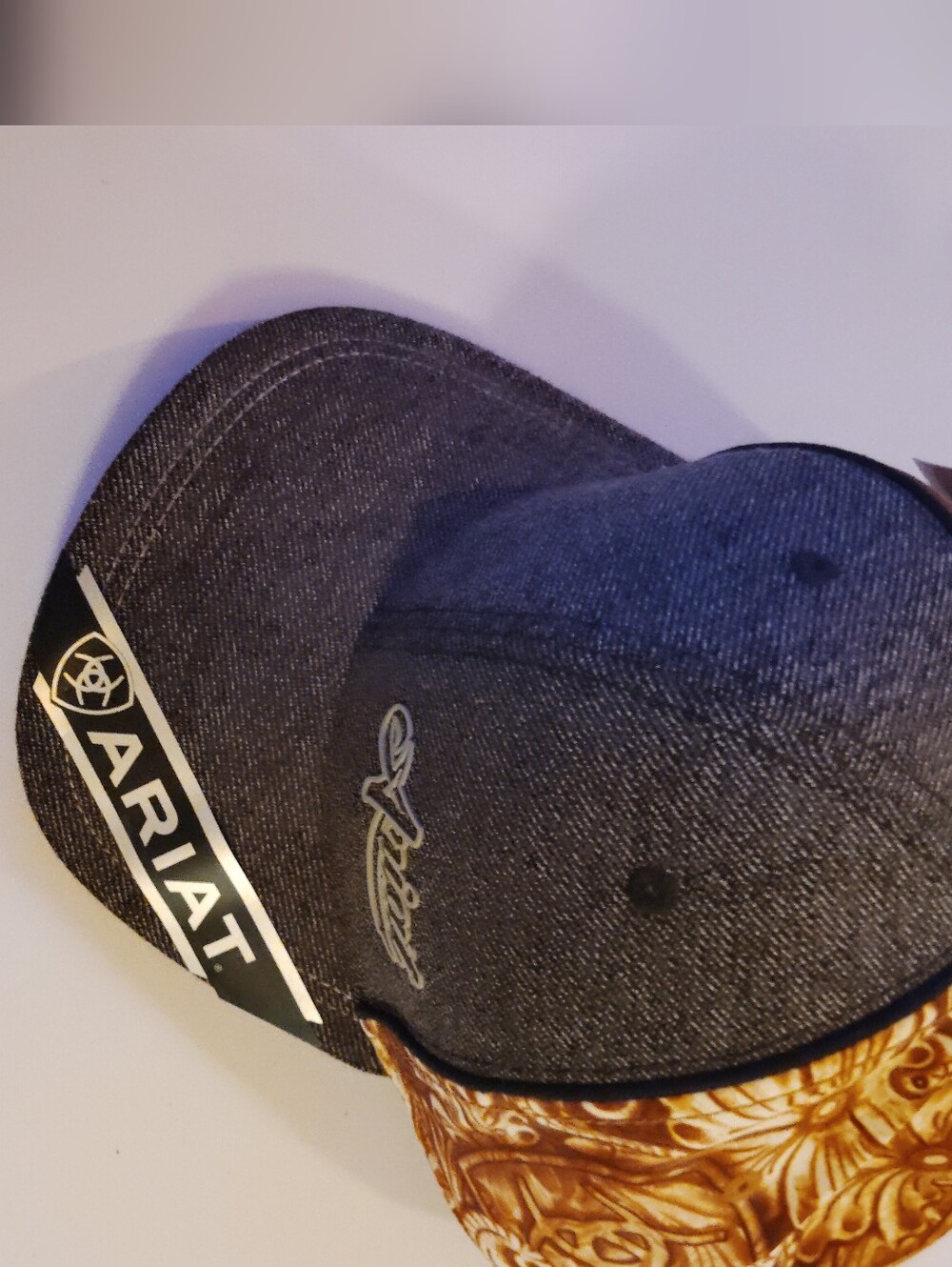 Ariat Dark Gray and Brown Paisley Patch Cap
